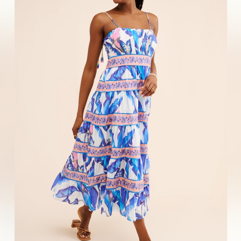 FARM Rio Blue and Purple Midi Dress